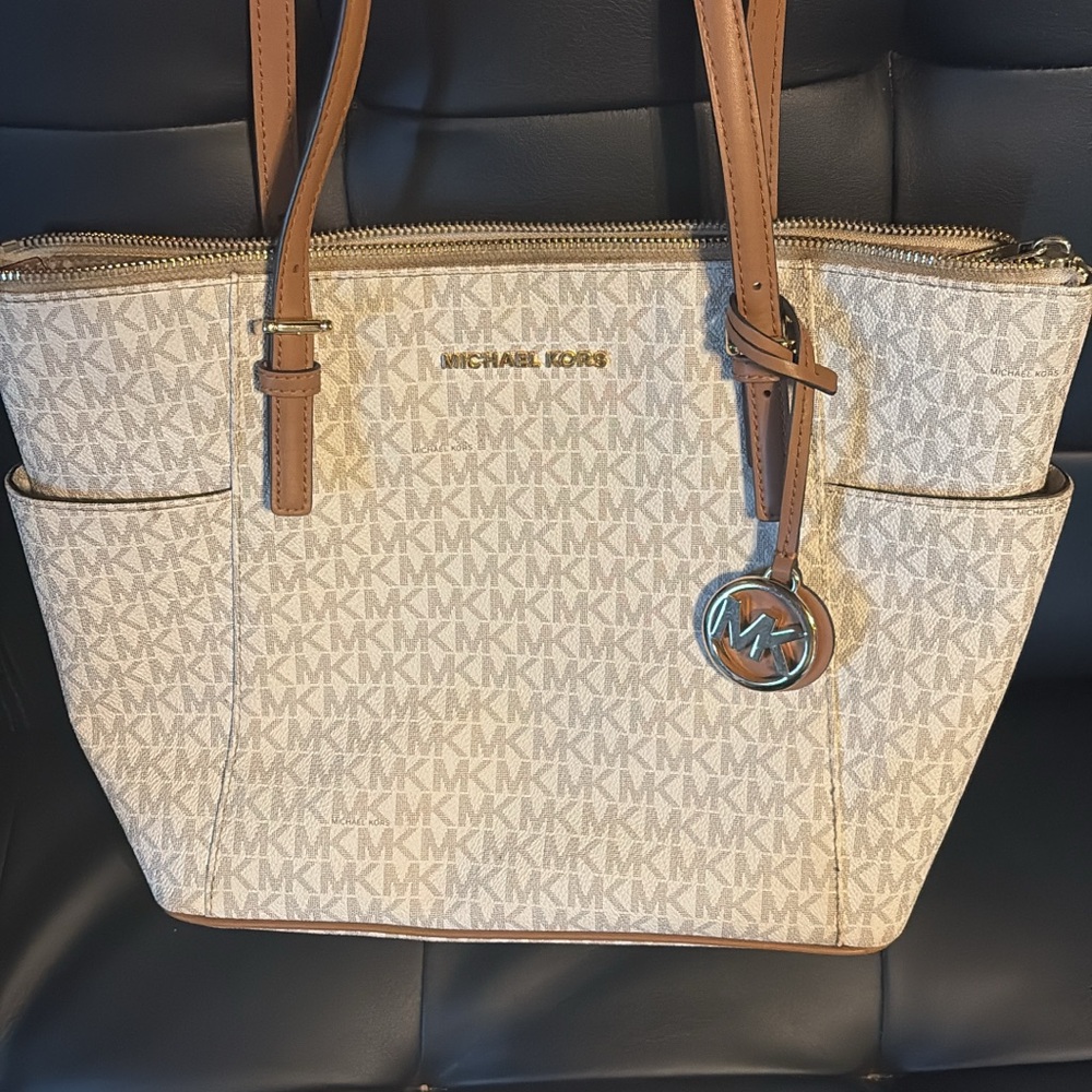 Michael Kors Beige and Brown Tote Bag